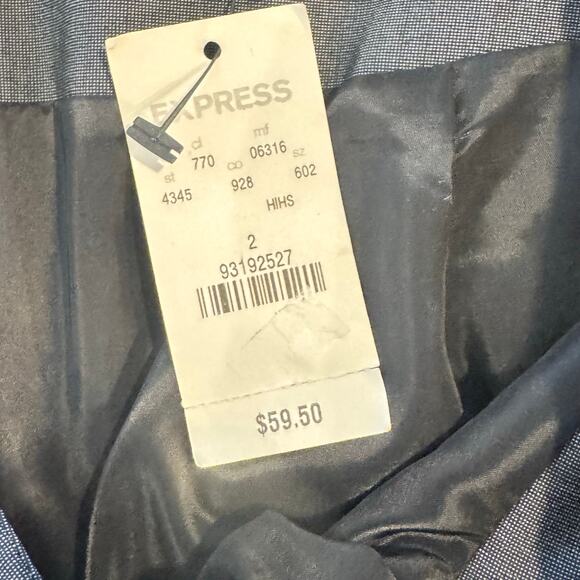 VTG Express Design Studio Gray Mini Plaid Pencil Career Skirt Pockets  2 Small - Picture 4 of 9